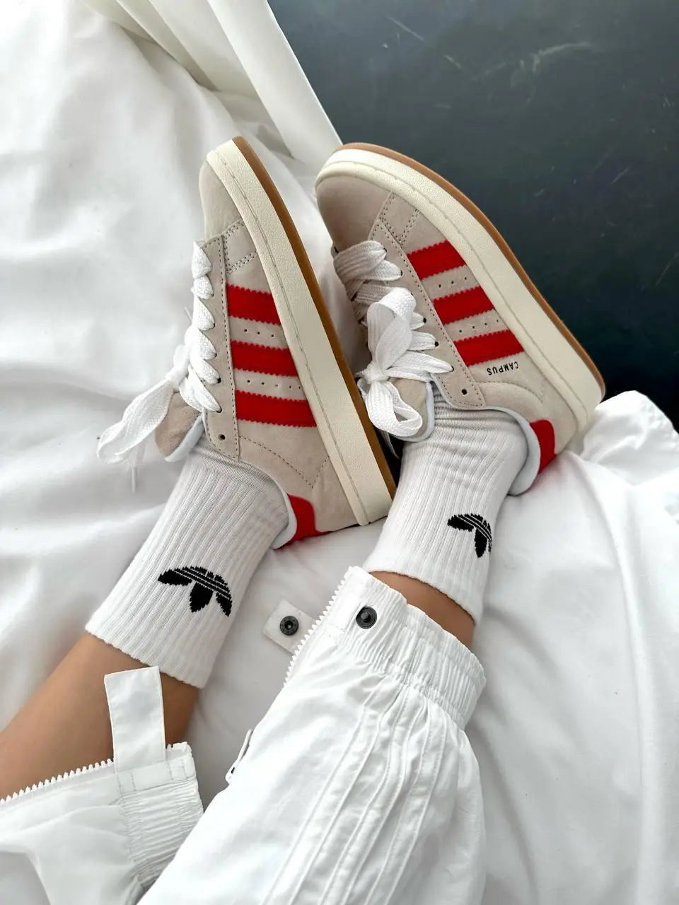 Adidas Campus 00s Crystal White Better Scarlet