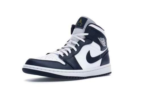 Air Jordan 1 Mid White Metallic Gold Obsidian