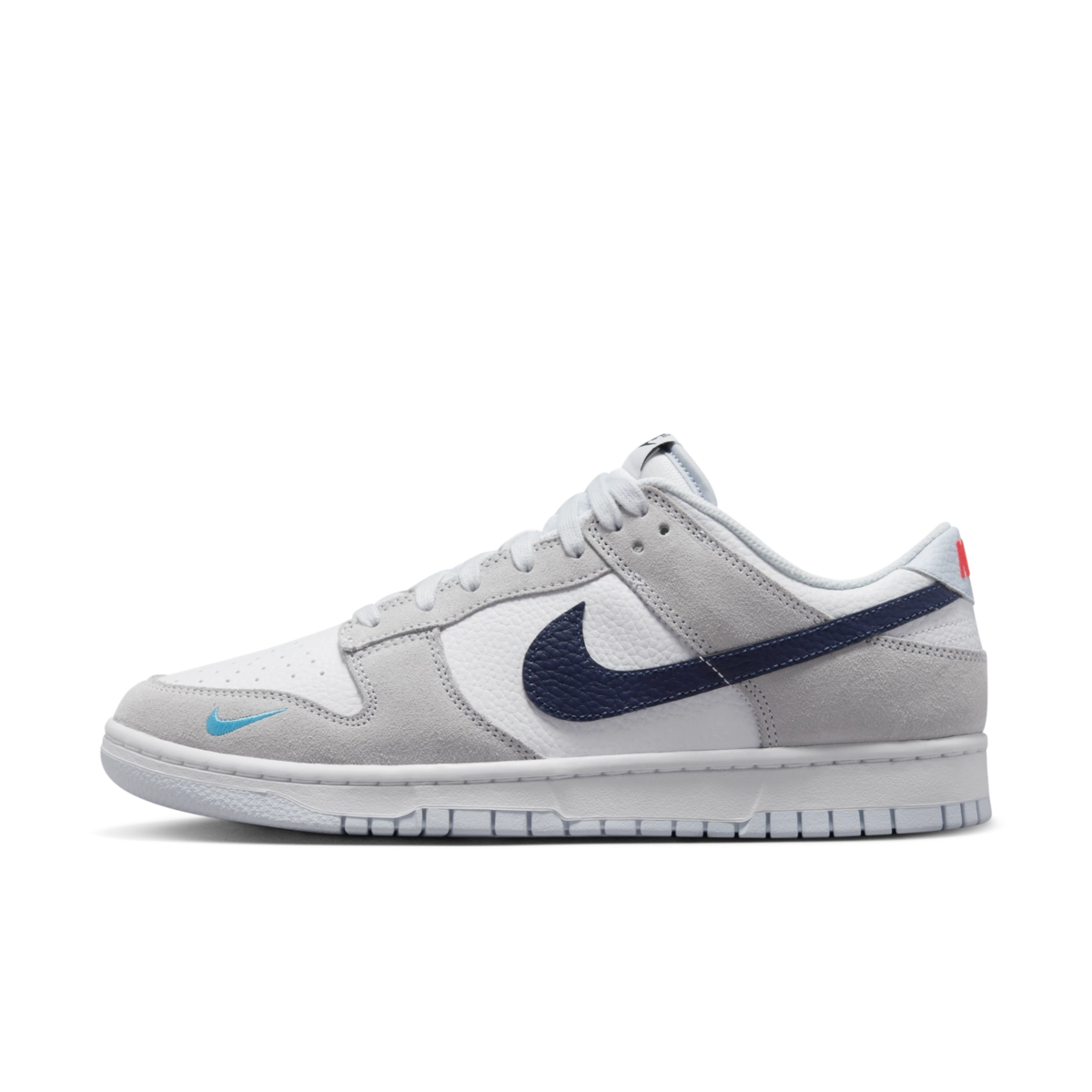 Nike Dunk Low White Grey Navy Aqua Mini Swoosh